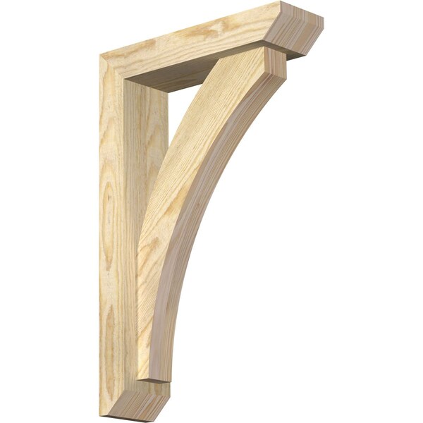 Ekena Millwork Thorton Slat Rough Sawn Bracket w/ Offset Brace, Douglas Fir, 4"W x 14"D x 22"H BKT0402X14X22THR06RDF - main